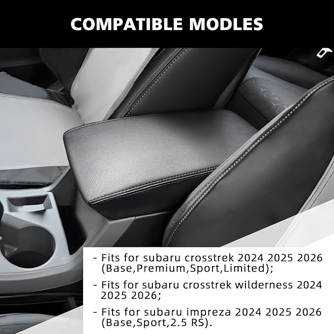 Center Console Armrest Cover Compatible with Subaru Crosstrek/Impreza 2024 2025 2026, Soft Armrest Pad Cover Protector Cushion for Subaru Interior Accessories