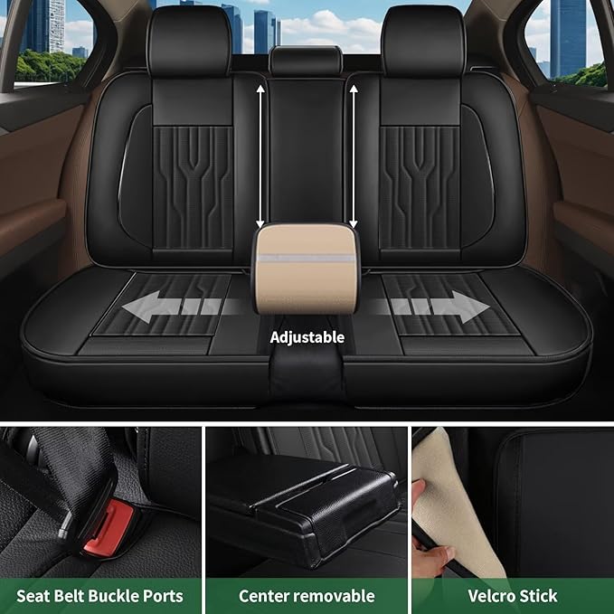 YORKNEIC Fit for Volvo XC70 Seat Covers Full Set 2003-2016: 5 Seats Waterproof Leather Car Seat Covers Protector (2 Row 5 Seat, Black)