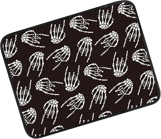 Car Center Console Cover, Universal Soft Large Neoprene Auto Armrest Seat Box Cover, Funny Car Decor Accessories Fit for Most Cars, Vehicles, SUVs Cool Black Skull Hands