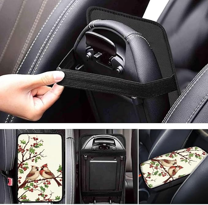 Cardinal Print Print Armrest Cushion Cover for Car Scratch Proof Car Center Console Armrest Protector Cover Universal Fit Truck Sedan SUV