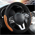Elastic Stretch Car Steering Wheel Cover, Breathable No Inner Ring Vehicle Steering Wheel Protector, 15 Inch Ice Silk Anti Slip Automotive Accessories, Universal Fit (Black/Coffee)