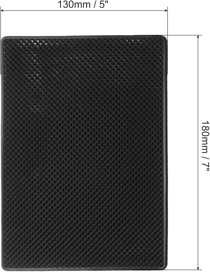 HARFINGTON 2pcs Car Dashboard Anti-Slip Mat 7" x 5" Universal Sticky Dash Pad Grid Pattern Washable Reusable Car Non-Slip Mats for Phone Keys Sunglasses Electronic Devices, Black