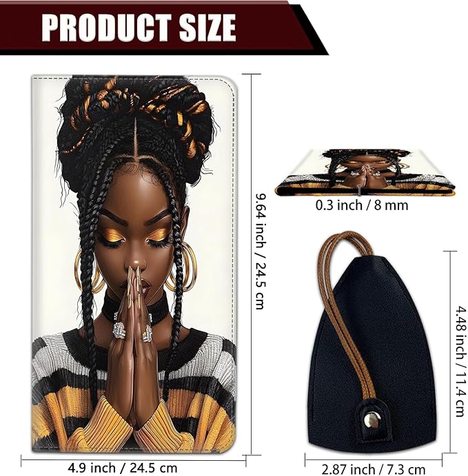 Car Document Holder with Magnetic Shut, Car Registration and Insurance Card Holder, Vehicle Glove Box Organizer Documents, Driver License, Auto Paperwork Organizer Wallet, Black Girl Pattern
