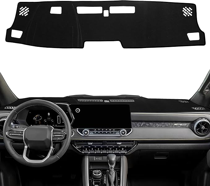 Dash Cover for Chevy Colorado/Gmc Canyon 2023 2024 2025 2026 Dashboard Cover Mat Center Console Non-Slip No Glare Protector Mat Pad Sunshade Interior Accessories for Chevylot Colorado, Black Trim