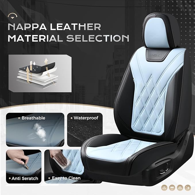 Coverado Car Seat Covers Full Set, Seat Covers for Cars, Front Seat Covers and Back Seat Cover Waterproof Leather Automotive Seat Cover, Universal Car Interior Protectors Cushion for Most Cars