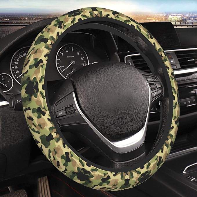 Camouflage Car Steering Wheel Cover, 15 Inch Steering Wheel Cover Stylish Decor for Most Cars