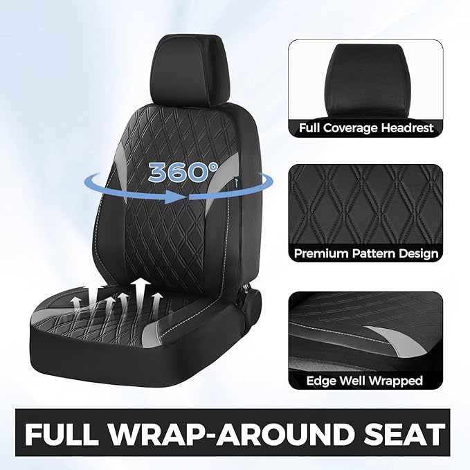 FLORICH Seat Covers, Car Seat Covers Full Set, Waterproof Leather Car Seat Protector, Front and Rear Seat Covers for Cars, Automotive Seat Covers Universal Fit for Most Cars SUV Truck