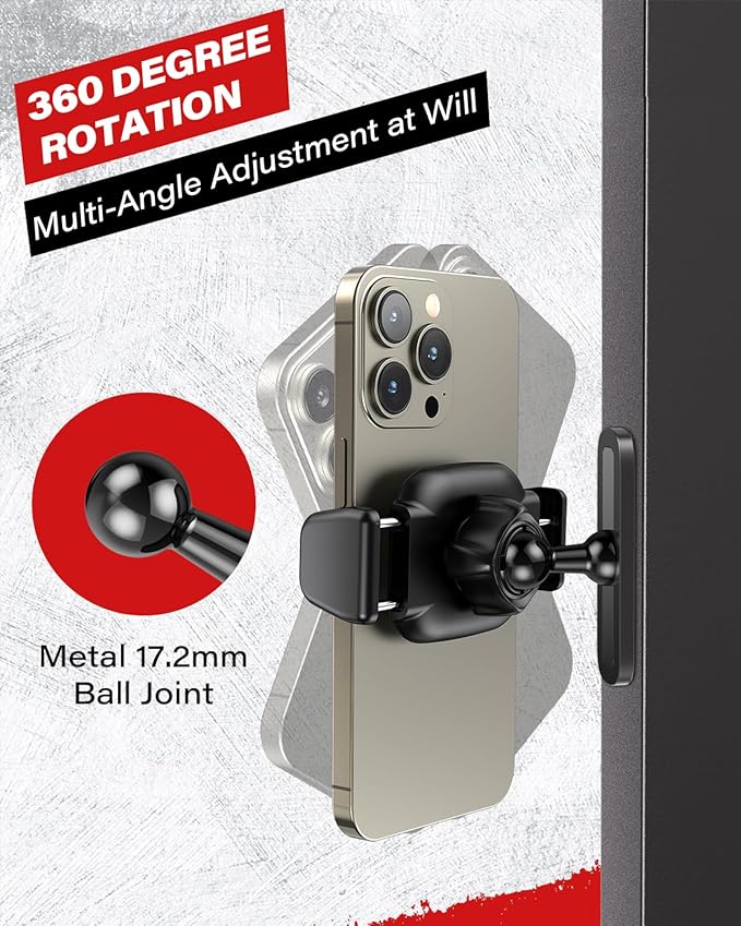 APPS2Car Magnetic Phone Holder for Gym, Alloy Base and Joint 360 Adjustable, Compatible with 4.7-6.9" All Phones & Heavy Case, Grey