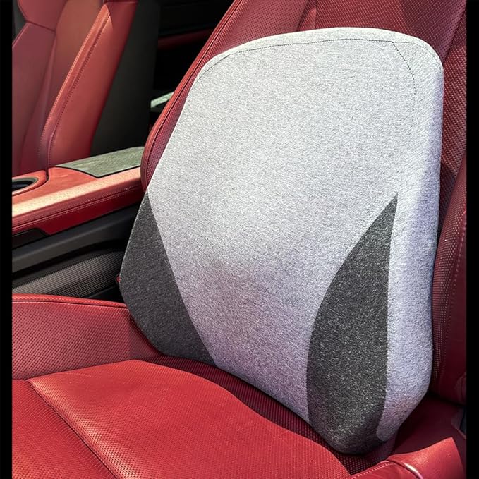 CarsCover Lumbar Support Pillow Cushion for Car, SUV, Truck, Van and Long Drive, Office, Gaming Chair Perfectly Balanced Memory Foam Lower Back Pain Relief, Ergonomic Back Rest with Adjustable Straps