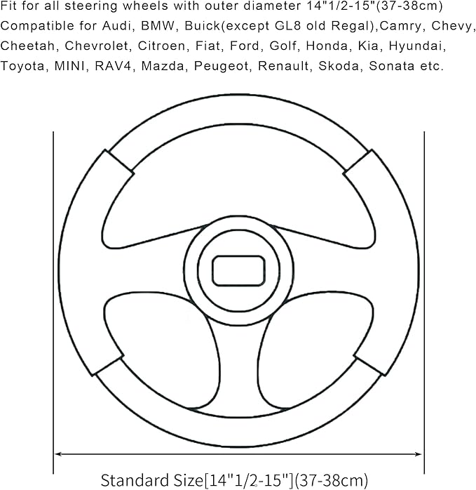 Soft Car Steering Wheel Cover for Sedan, SUV, Warm Luxury Velvet, Odorless, Universal, Anti Slip, Summer Winter, Black, Standard Size[14" 1/2-15"](37-38cm)