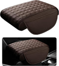 Hbxdeco Car Armrest Cushion, 12.2"×8.3" Leather Auto Memory Foam Center Console Pad with Storage Pocket, Waterproof & Anti-Scratch Elbow Pillow Armrest Seat Box Protector, Universal Fit (Coffee)