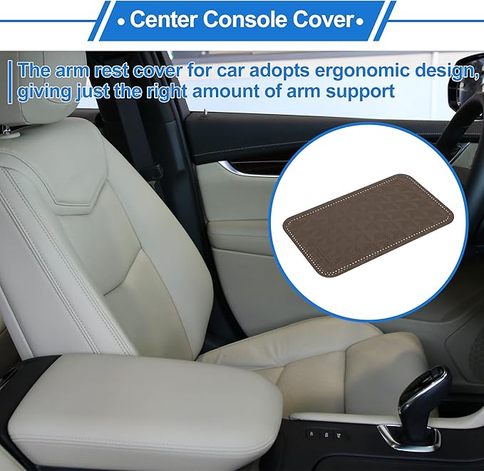 Car Center Console Cushion Pad 12.59"x7.87" Center Console Cover Armrest Seat Box Cover Faux Leather Coffee