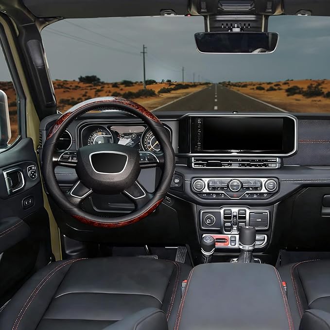 KAFEEK 16 inch Wood Grain Steering Wheel Cover, Compatible for F150 F250 F350 Ram 4Runner Tacoma Tundra Range Rover