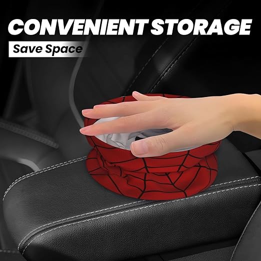 YANGDADA Red Spider Web Car Trash Can Small Portable Car Garbage Bag for Back Front Seat RV's Camping Accessories