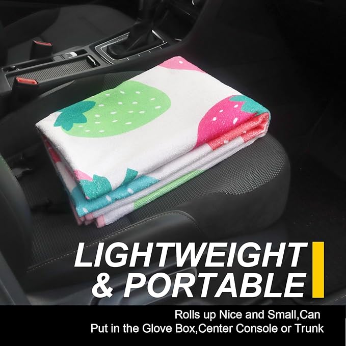LoyaGour Back Seat Cover for Car Trucks Van SUV,Waterproof Rear Bench Towel Seat Covers for Dogs and Kids,Automotive Backseat Protector (Strawberry)