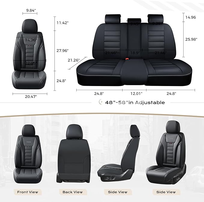 Coverado Car Seat Covers, Front Covers for Cars, Car Seat Cover Front Seats, Automotive Seat Cover, Waterproof, Leather Car Seat Cushion, Universal Interior Covers Seat Protectors for Most Cars