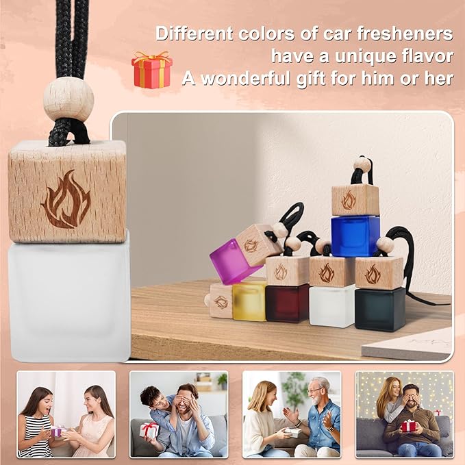 Car Air Freshener Hanging 2 Pack, Black Cedar and Juniper Essential Oil Air Diffuser, Long Lasting Car Scent Fragrance, Car Accessories for Women Men