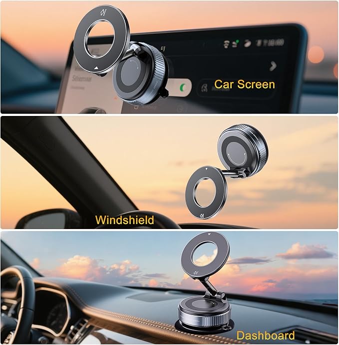 Jkoailiwi for Magsafe Car Mount, [2800gf Magnetic & 98LBS Strongest Suction] Cup Phone Mount, 360° Adjustable Vacuum Magnetic Phone Holder for Car Gym/Mirror/Smooth Surface, for iPhone 12-17