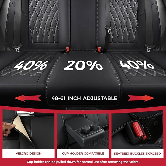 FREESOO Black Car Seat Covers Full Set - Faux Nappa Leather Seat Covers for Cars, Ultra Breathable Waterproof Front Seats Protector with Lumbar Support, Universal Fit for Automotive Sedan SUVs Pickups