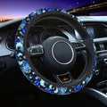 Blue Butterfly Steering Wheel Cover Universal 14.5-15 Inch Car Wheel Protector Anti-Slip Car Steering Wheel Accessories for Women Girls