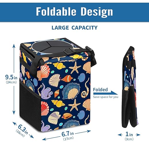 GVGHIDZ Car Trash Can – Multi-Purpose, Lightweight and Portable with Durable Water-Resistant Coating, No Installation Required, Practical and Ample Capacity, Variety of Colors.Conch Shell