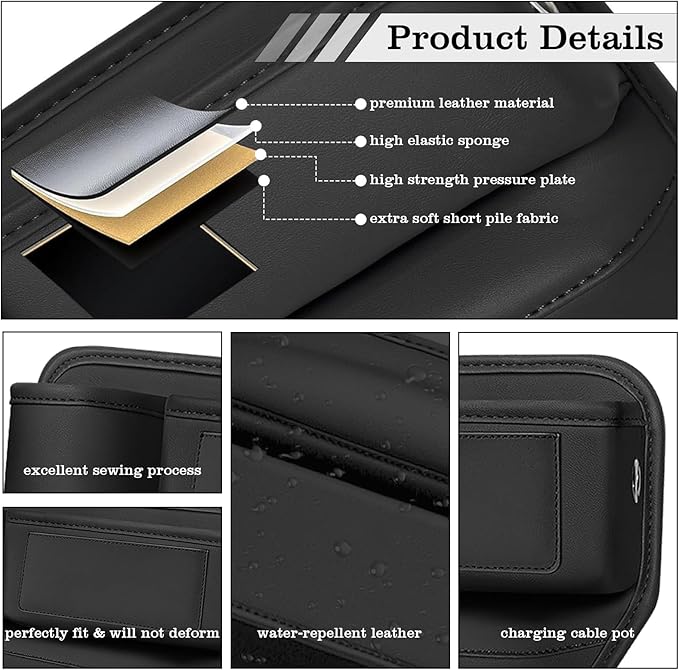 TESHITVLOG 2 Pack Car Seat Gap Filler Organizer, with Cup Holder and Storage, for Car, SUV, Truck - Holds Keys, Cards, Phone, Sunglasses and Small Items
