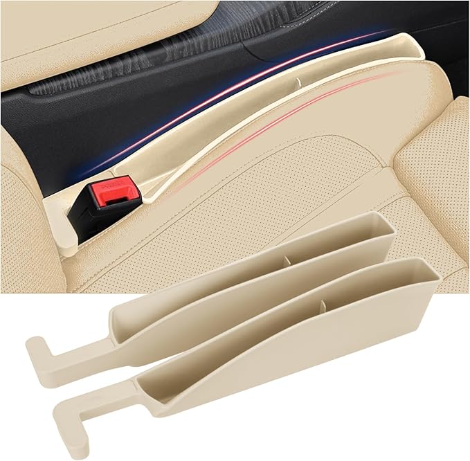 Edotim Car Seat Gap Filler, Seat Gap Organizer with Phone Holder, Car Seat Accessories, Car Organizer Fit SUV Truck-2PCS Beige