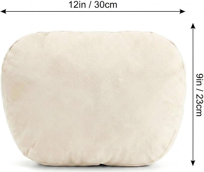 2PCS Car Pillow for Car Neck Pillow for Driving Seat Leather Neck Support Soft Cushion Back Support Head-Rests for Vehicle Sleeping with Elastic Adjustment Strap (Beige, Head)