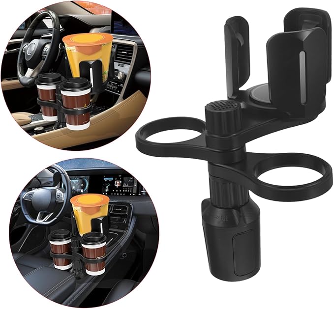 VOSAREA Car Cup Holder Expander with Storage Box and Tray Portable Drink Holder for Various Car Models Non Slip Design for Dining Entertainment and Storage Convenience