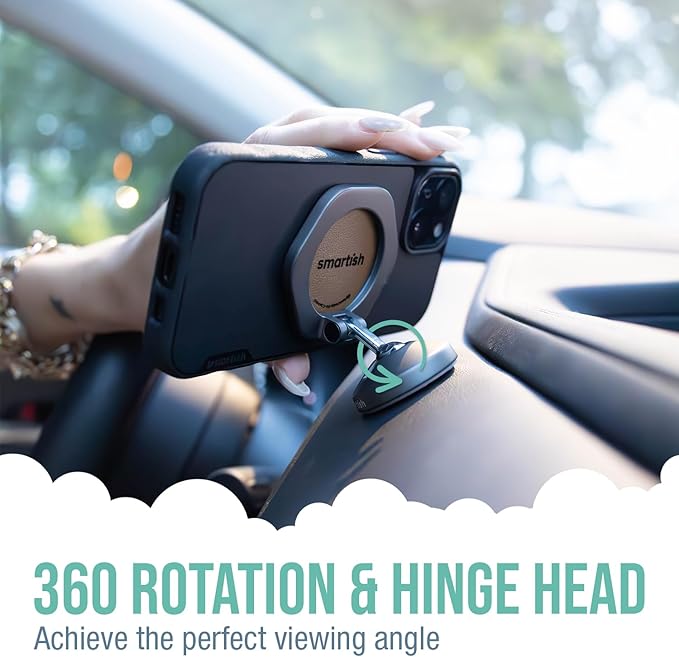 Smartish® MagSafe Mountaineer Car Mount - Compatible w/Apple iPhone 17/16/15/14/13 - Magnetic Stick on Adhesive Phone Holder - Extra Strength Magnet for Apple Accessories - Beige Against The Machine