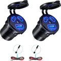 Kewig 2 Pack 12V USB Outlet Wired Charger Multi Port, Dual PD3.0 & QC 3.0 Multiple Port for Car, USB Socket with Power Switch, Fast Charger for Tablet, Suitable for Car Boat RV Marine ATV