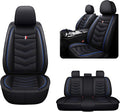 MVRVMV Seat Covers for Ford Bronco 2021-2026, Waterproof Leather Auto Seat Cover (5 Seat Standard,Black-Blue)