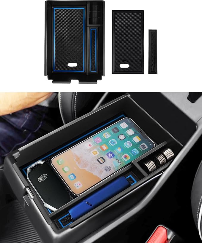 FIILINES Center Console Organizer for Kia Sportage 2023-2025 2026 Accessories NQ5 Center Console Tray Secondary Armrest Storage Box ABS Insert Container with Anti-Slip Mats
