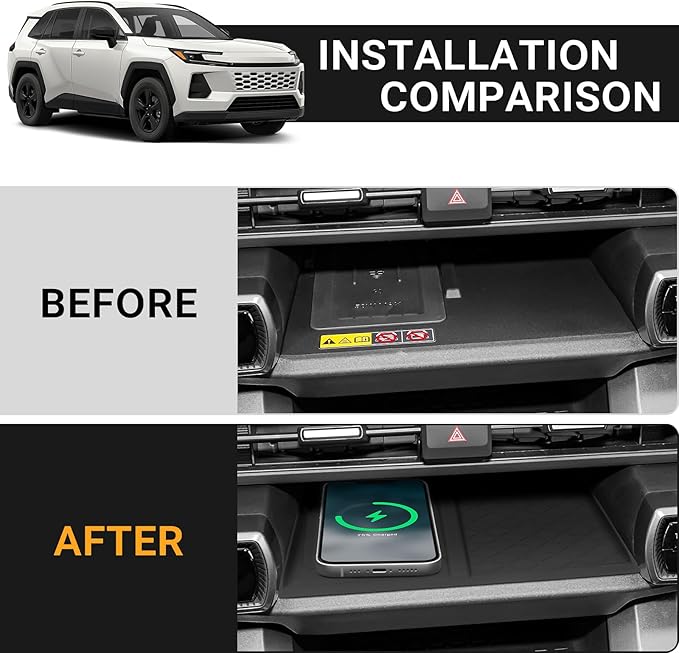Wireless Charging Anti-Slip Pad Fit for Toyota RAV4 2026 Accessories,XSE GR Sport Hybrid Limited XLE Woodland,Silicone Center Console Tray Liner
