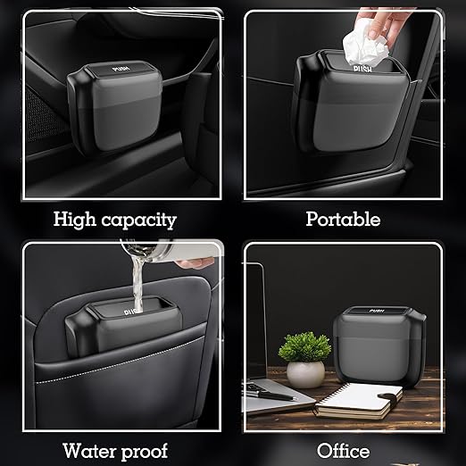 Car Trash Can with Lid，Built-in Storage Garbage Bag，Leakproof Vehicle Trash，Car Accessories for Interior,Mini Garbage Bin for Automotive, Home, Office, Kitchen, Bedroom，with 30pcs Trash Bags