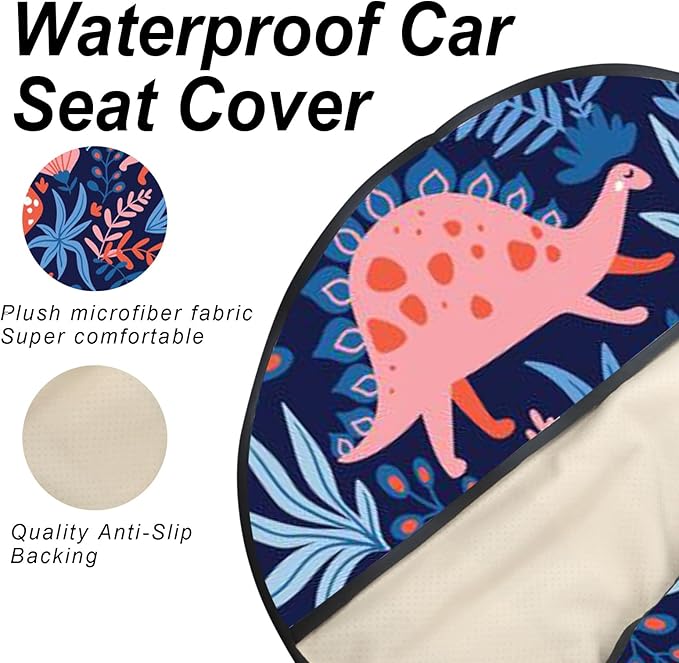 nbnhxnff Sweat Towel Car Seat Cover Protector Front Seats for Gym Workout, Running, Swimming, Beach and Hiking, Waterproof Universal Seat Cover for Car, Trucks, Van & SUV (Dinosaur, 1pcs Front Seat)