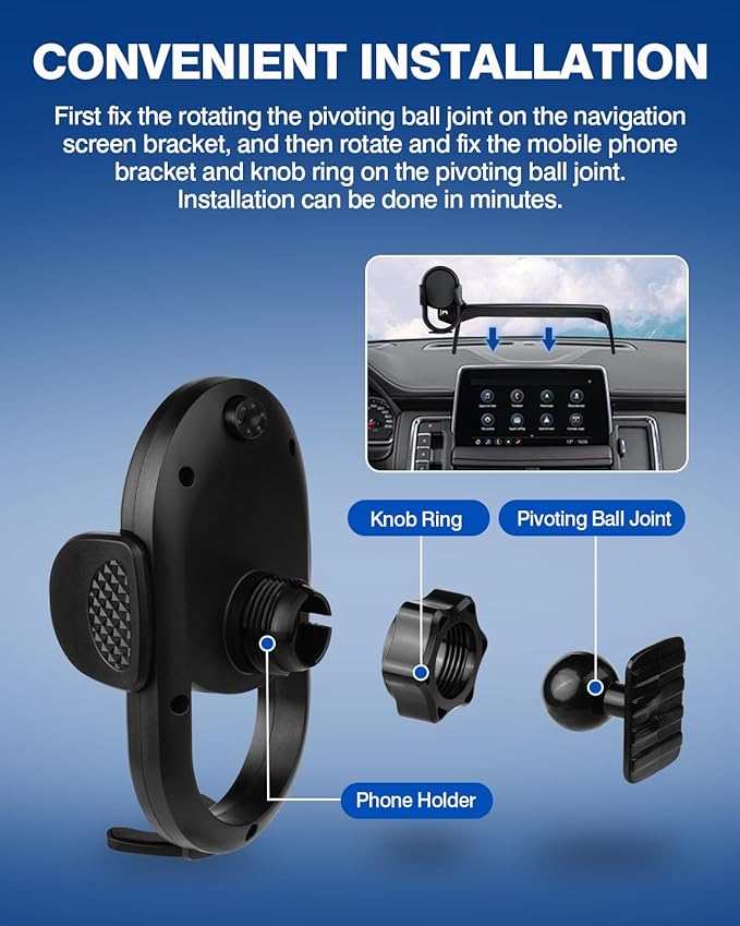 Autorder Car Phone Holder for 2021-2024 Chevrolet Tahoe/Suburban/GMC Yukon Accessories Phone Mount 10.2-Inch Screen Cell Phone Automobile Cradles Hands-Free 360 Degree Rotation