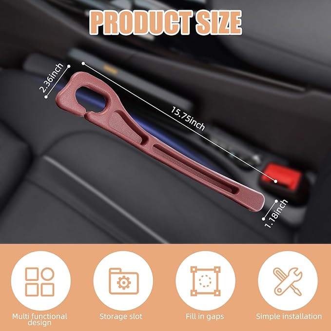 FFKQBH No Drop Seat Guard, Car Seat Gap Filler, Drop seat Gap fillers Between Seat and Console Stop Things from Dropping (Brown)