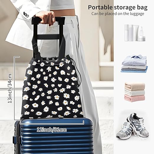 AFYEWKC Car Trash Bag Large Hanging Can for Back of Seat, Cute Waterproof Car Garbage Bag for Vehicle, Travelling, Outdoor Cute White Black Flower