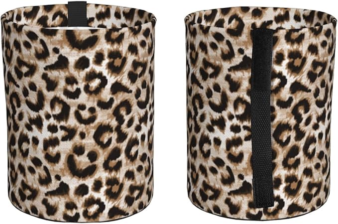 OEDTF Leopard Car Trash Can,Car Accessories Waterproof Car Organizer Foldable Portable Trash Bin Can Be Hung on The Back Seat Garbage Can for Various Cars