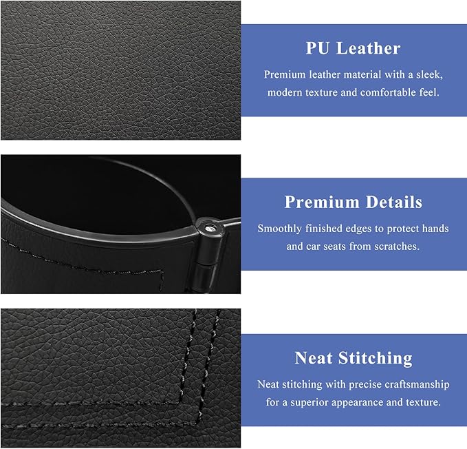 Car Seat Gap Filler Organizer, Auto Leather Seat Organizer with Adjustable Cup Holder, Multifunctional Side Insert Center Console Storage Box for Phone Drink Sunglasses (Black)