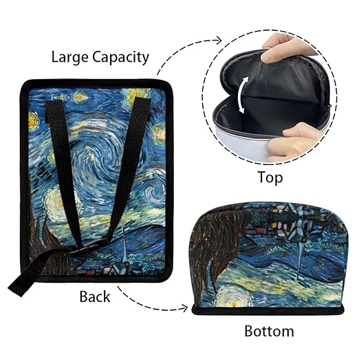 1.2 Gallons Car Trash Can with Lid, Starry Night Vehicle Trash Can for Truck, Adjustable Hanging for Tail of Console/Back of Seats, with Zipper Leak-Proof Lid Design, Washable Easy to Clean