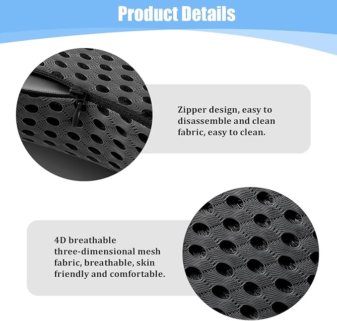 Car Lumbar Support Pillow, Memory Foam Ergonomic Vehicle Lower Back Support Cushion for Back Pain Relief and Sciatica, Automotive Interior Seat Lumbar Pillow, Universal for Vehicles (Black)