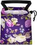 GEGEPINK Car Trash Bag Hanging Back of Seat Waterproof Small Cute Printed One-Handed Strap Drawstring Garbage Bags for Car-Purple Floral