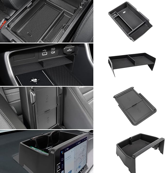 Neepiar 4PCS Center Console Organizer Compatible with 2023 2024 2025 2026 Honda CRV EX-L/Sport-L Hybrid Dashboard Tray and Armrest Storage Box Armrest Hidden Tray Interior Accessories