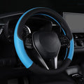 Auto Car Genuine Leather Steering Wheel Cover Anti Slip Wrap 15" (Blue)