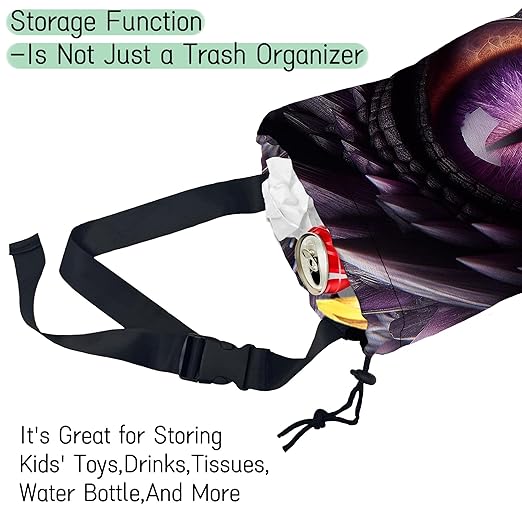 NHNXHWIA Purple Dragon Eye Car Trash Bag,Hanging Drawstring Car Garbage Bag,Waterproof Canvas Car Back Seat Organizer with Adjustable Buckle,for Vehicles,SUVs,Camping,Road Trips