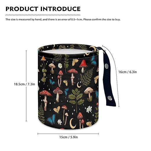 Brosoneto Mushroom Butterfly Car Trash Can Car Accessories Interior Garbage Bin Hanging Portable Dustbin Bin Waste Basket Collapsible