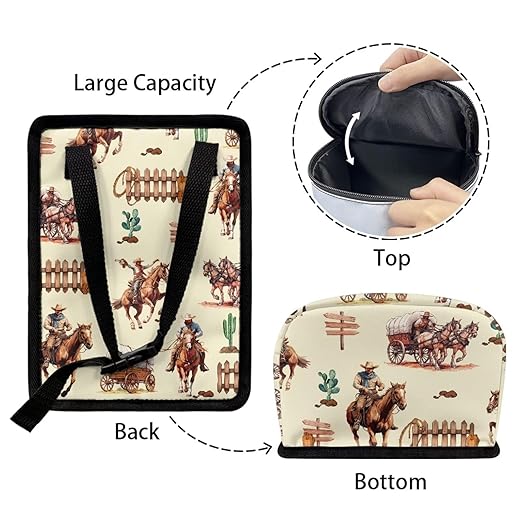 Western Cowboy Car Trash Can Southwest Aztec Native Cow Mini Auto Garbage Bin with Lid Leak Proof Hanging Car Rubbish Bags Automotive Organizer Accessory for Back Front Seat