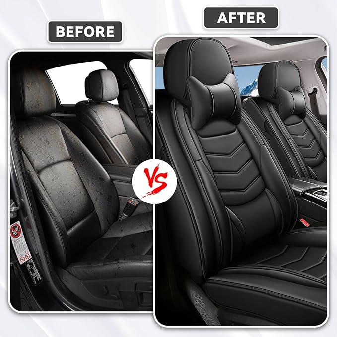 Car Seat Covers Fit for Chevy Trax 2015-2025, Side Airbag Compatibility, 3D Lumbar Support and Seamless Fit, Easy to Clean Sports Seat Cover2 Pcs Front with Pillow, Black